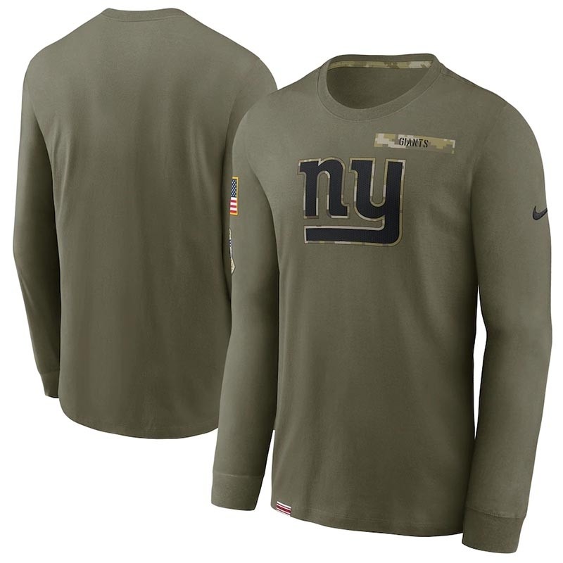 Men's New York Giants Nike Olive 2021 Salute To Service Performance Long Sleeve T-Shirt