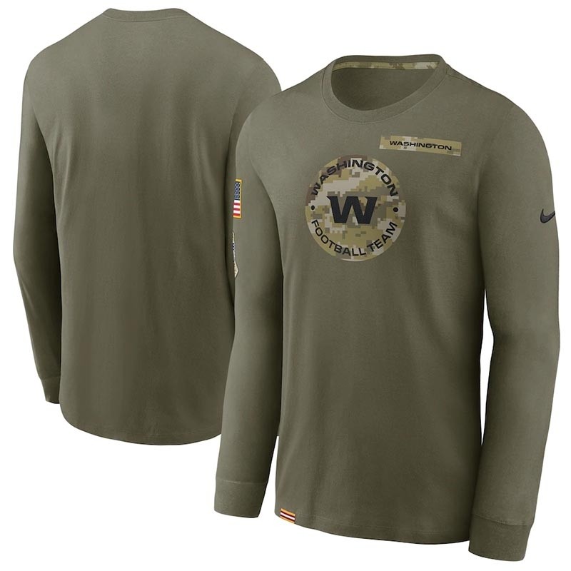 Men's Washington Football Team Nike Olive 2021 Salute To Service Performance Long Sleeve T-Shirt