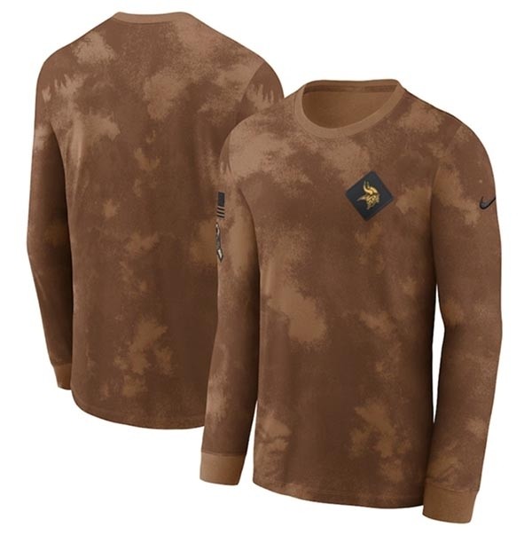 Men's Minnesota Vikings Brown 2023 Salute To Service Long Sleeve T-Shirt