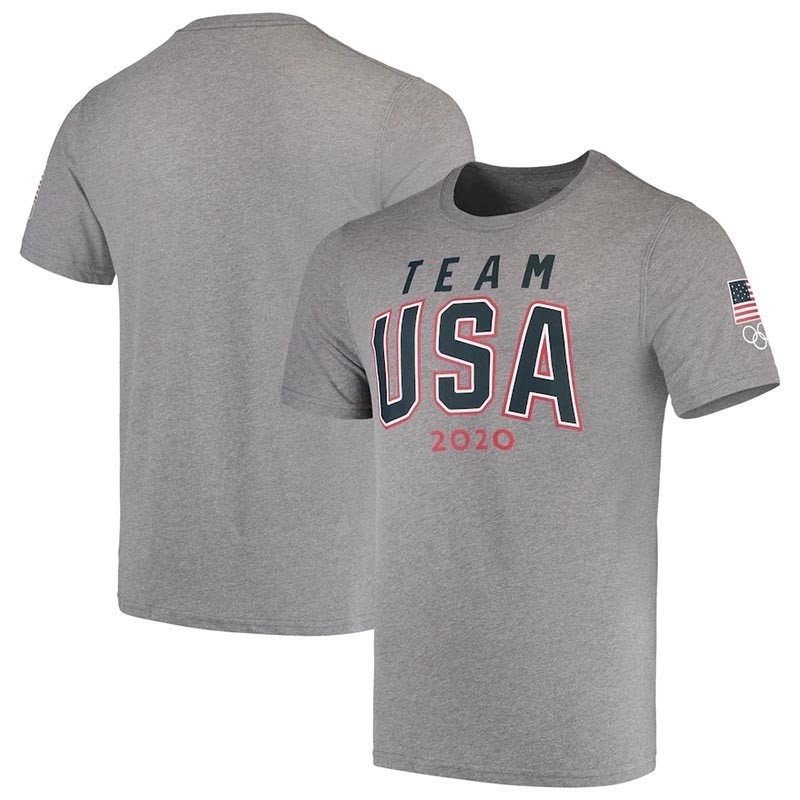 Team USA 2020 Olympics Road to Tokyo Tri-Blend Outer Lines Heathered Gray T-Shirt