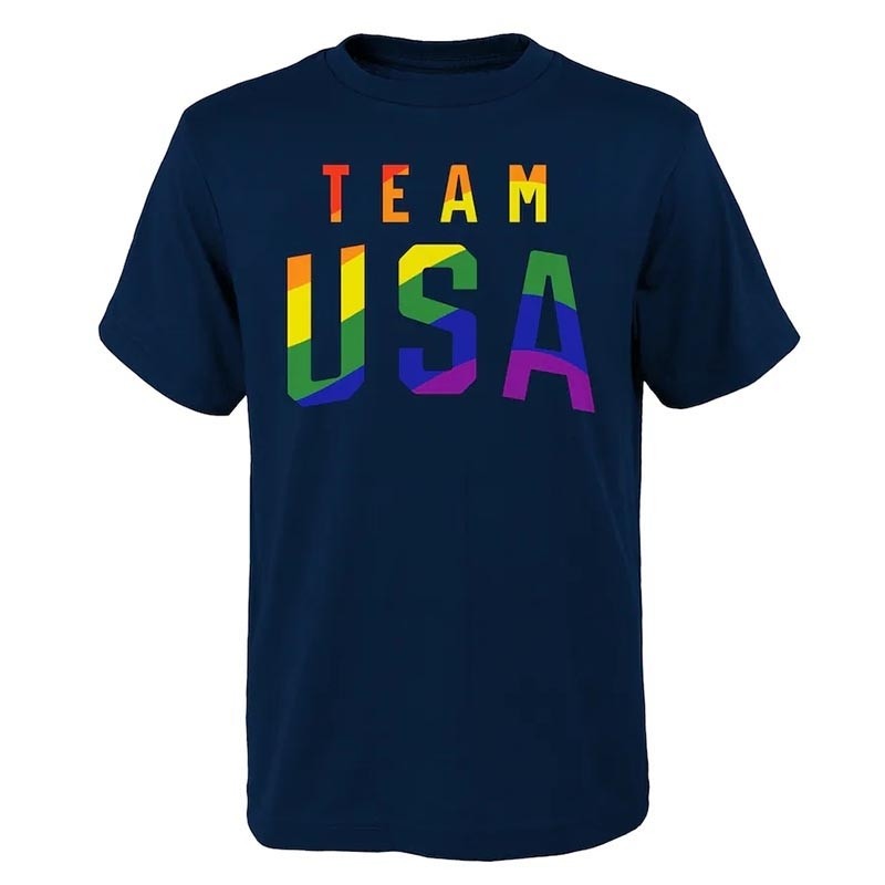 Team USA Stacked Logo Pride Month Navy T-Shirt