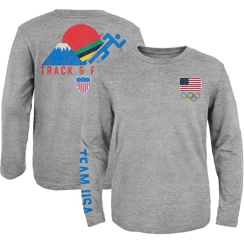 Team USA Track & Field Mountain Long Sleeve Heathered Gray T-Shirt