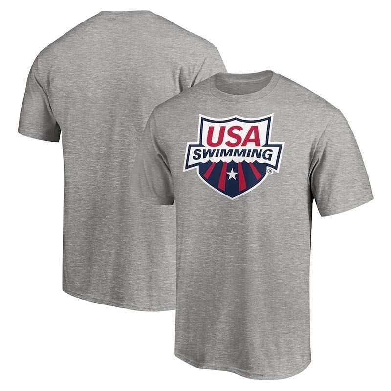 USA Swimming Fanatics Branded Primary Logo Big and Tall Heathered Gray T-Shirt