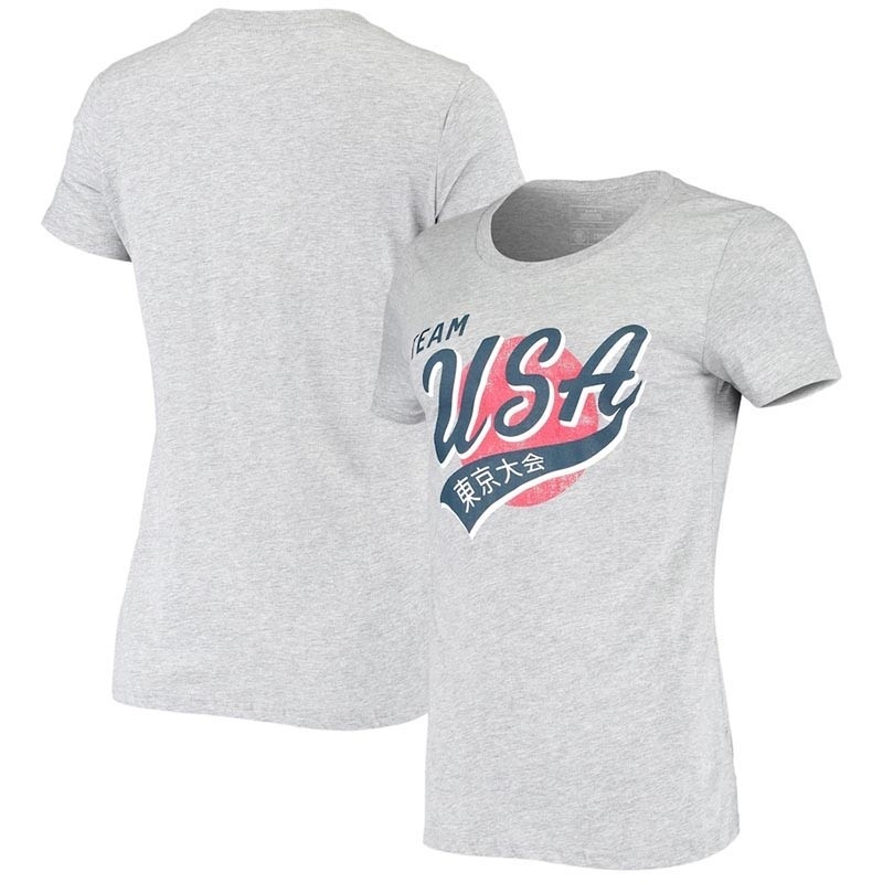 Team USA Women's 2020 Summer Olympics Road to Tokyo Tail Sweep Heathered Gray T-Shirt