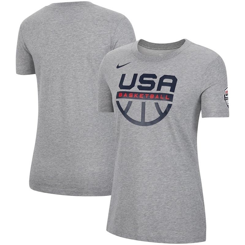 USA Basketball Nike Women's Practice Performance Heathered Gray T-Shirt