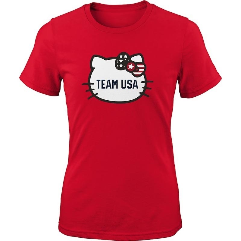 Team USA x Hello Kitty Girls Youth Face Outline Red T-Shirt